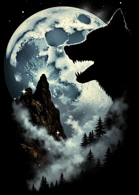 Wolf Howling at the Moon