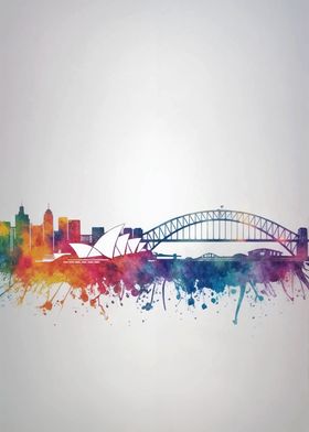 Sydney Skyline Watercolor