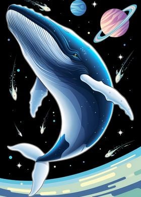 Whale Swimming In Space