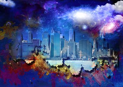 Cityscape with Galaxy