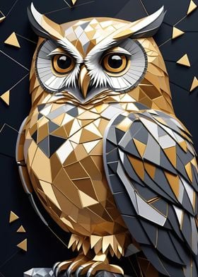 Golden Owl Geometric Art