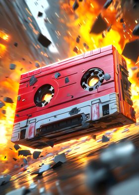 Cassette Tape Explosion