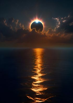 Solar Eclipse Over Ocean