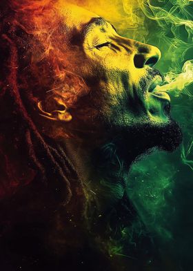 Bob Marley Smoke Portrait