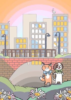 Fox and Dog Cityscape