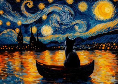 Cat in Starry Night