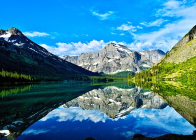 Mountain Lake Reflection Glacier National Park Trail to Grinnell Glacier