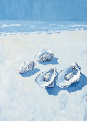 Blue Oysters Beach Ocean Art