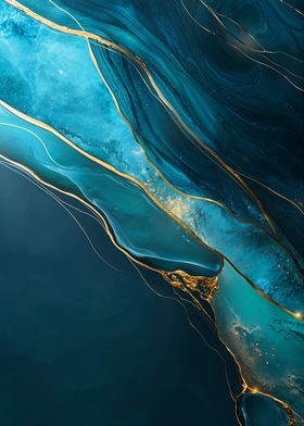 Abstract Teal and Gold