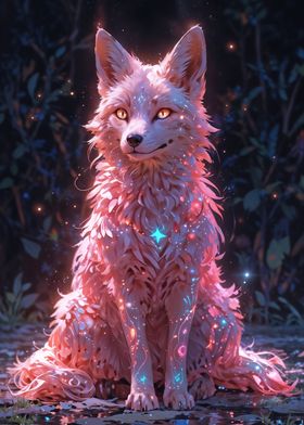 Magical Fox with Glowing Fur