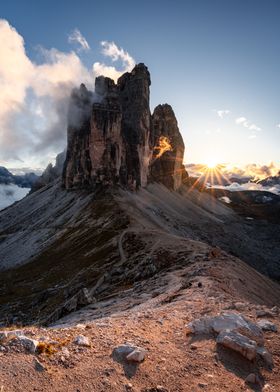 Sunrise Over Mountain Peaks | Drei Zinnen | Dolomiten