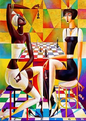 Chess Game with Two Women