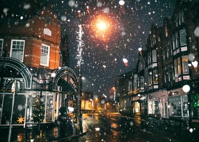 Snowy Night Street