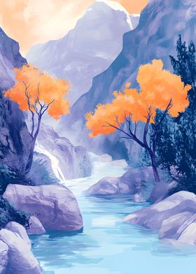 Mountain Stream Painting