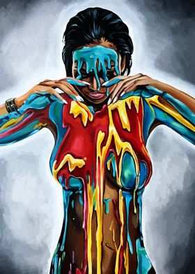 Woman Covered in Paint