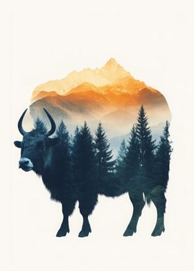 Yak Mountain Double Exposure