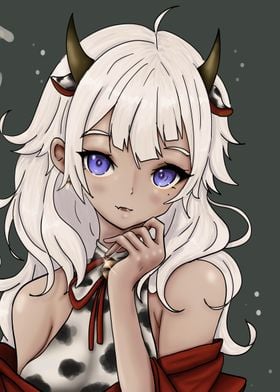 Anime Cowgirl with White Hair