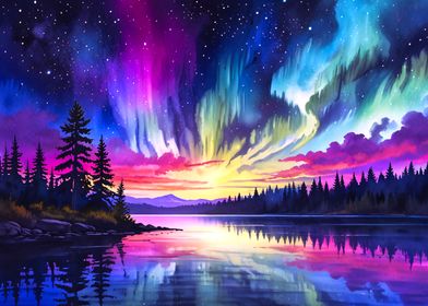 Aurora Borealis Lake