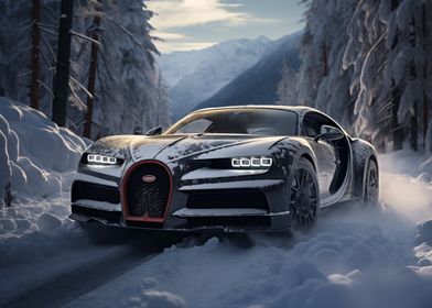 Bugatti Chiron in winter