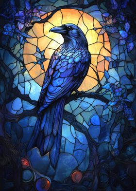 Raven in Stained Glass