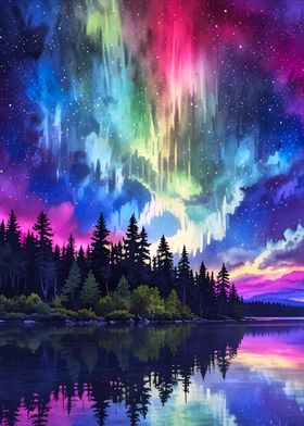 Aurora Borealis Lake