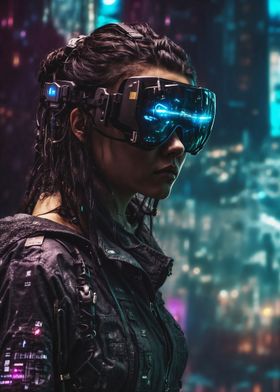 Cyberpunk Woman in VR