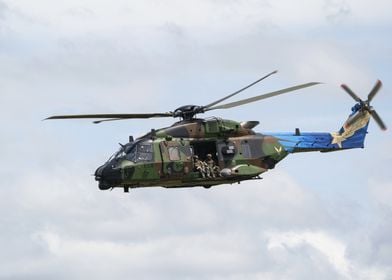 French Military Helicopter (caiman) in Flight