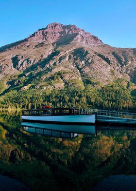 Sinopah Mountain Lake Boat at Two Medicine within Glacier National Park