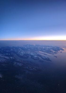 Aerial View of Snowy Mountains