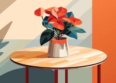 Red Flowers on Table