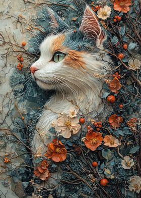 Cat in Flowers