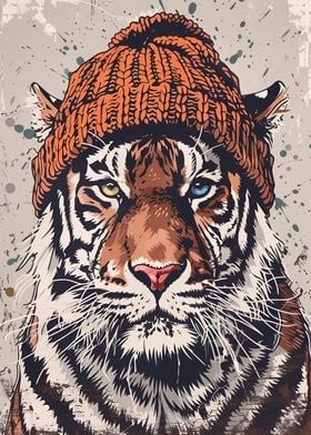 Tiger in Beanie