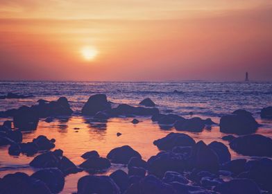 Sunset Seascape with Rocks - Senegal