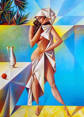 Geometric Woman in White