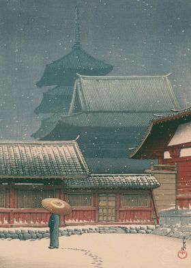 Snowfall in Kyoto