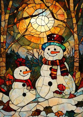 Stained Glass Snowman