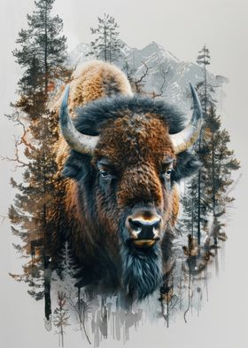 Bison in the Woods