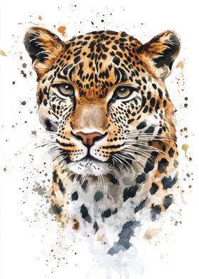 Leopard Watercolor Portrait