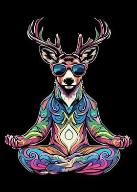 Colorful Meditating Deer Yoga Pose