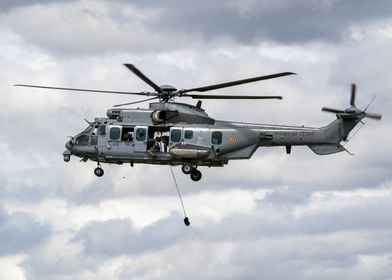 Military Caracal Helicopter in Flight