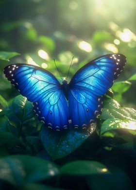 Tropical rainforest Blue Morpho Butterfly