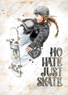 Skateboarding Girl Art