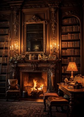 Cozy Fireplace Library