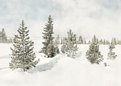 Winter Forest Watercolor