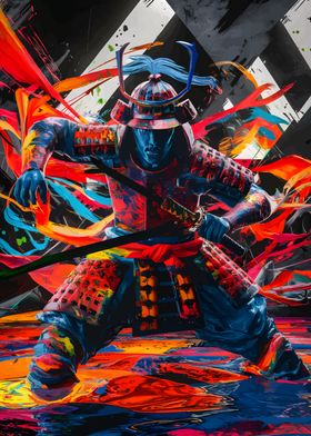 Samurai in Abstract Art