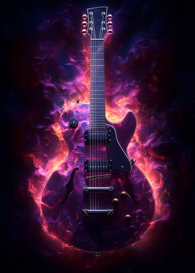 Gibson Electric Guitar in Flames