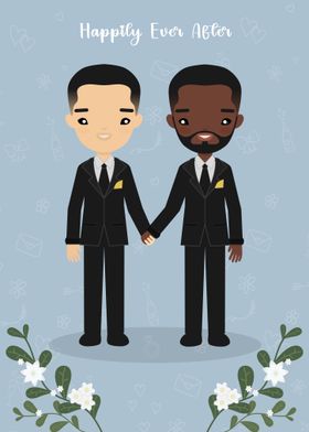 Cute Gay Wedding Illustration