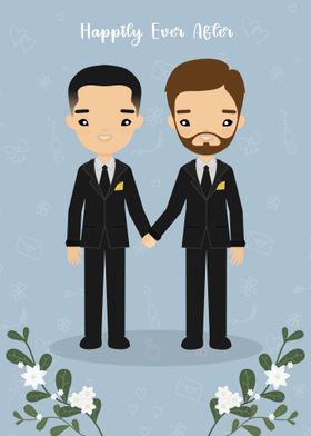 Cute Gay Wedding Illustration