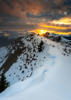 Snowy Mountain Sunset | Dolomiten