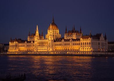 Hungarian Parliament Building at Night